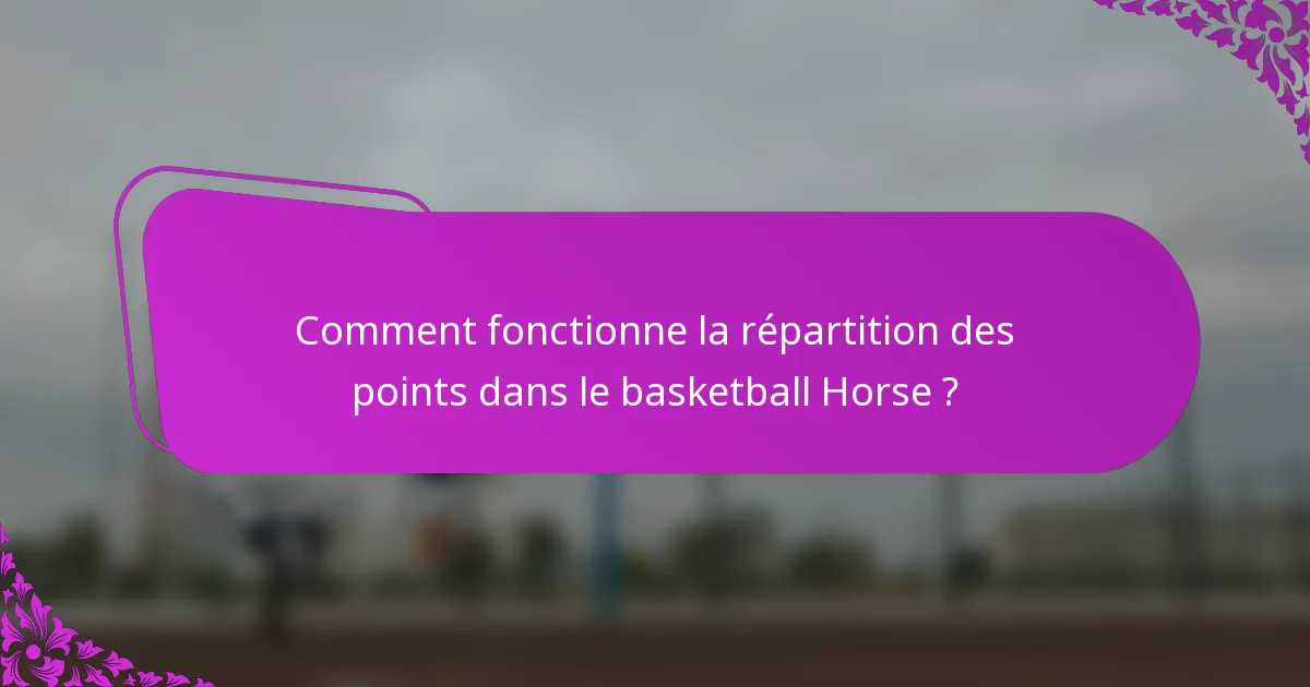 Comment fonctionne la répartition des points dans le basketball Horse ?