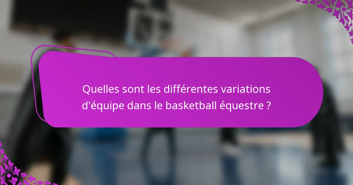 Quelles sont les différentes variations d'équipe dans le basketball équestre ?