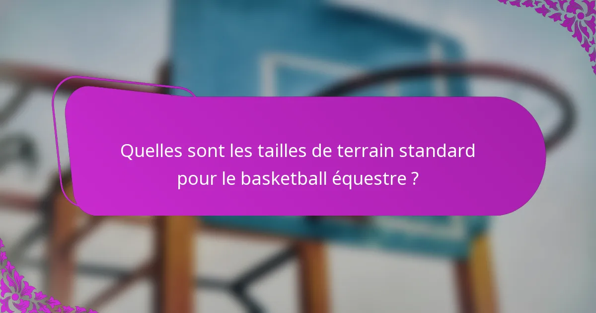 Quelles sont les tailles de terrain standard pour le basketball équestre ?